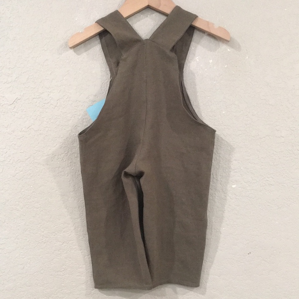Overalls 100% Linen Baby 6M Green Designer Minimalist Unisex Mom and Pop’s Kids - Picture 5 of 9